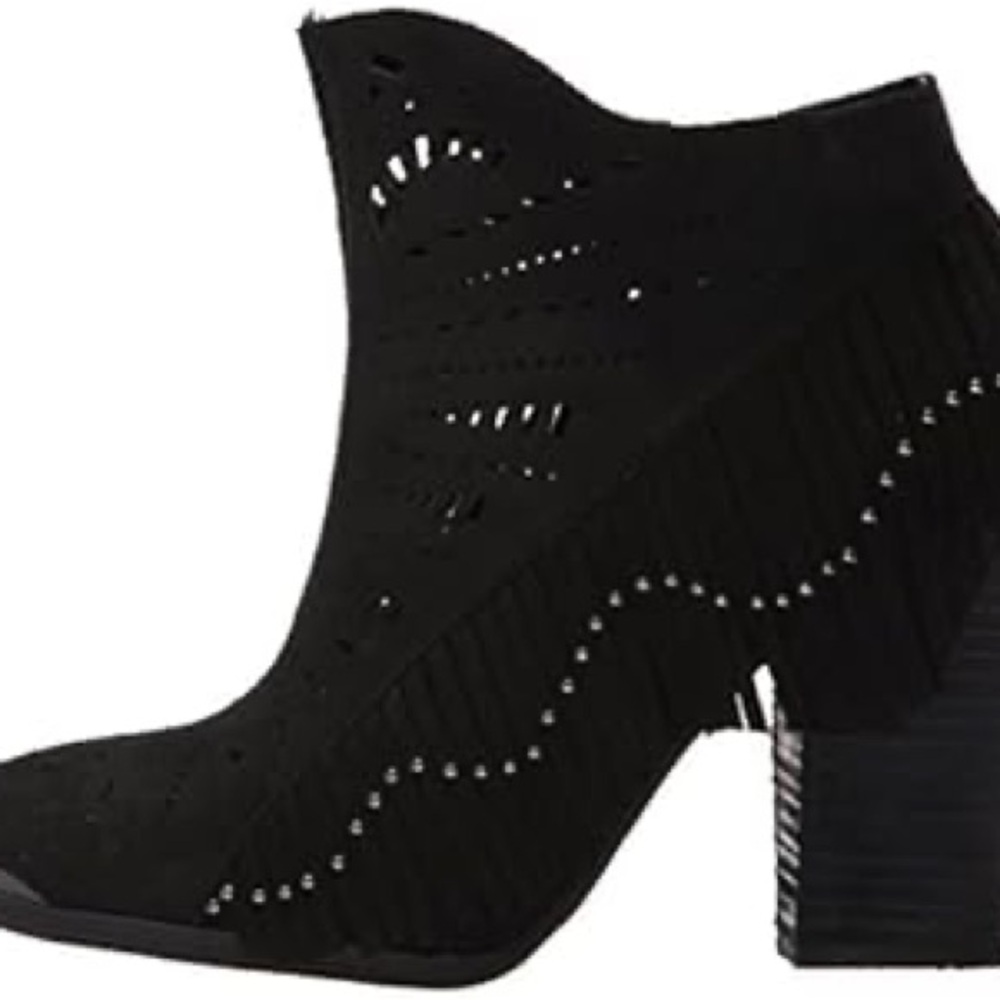 Not Rated Western Black Suede Ankle Booties Size 8.5